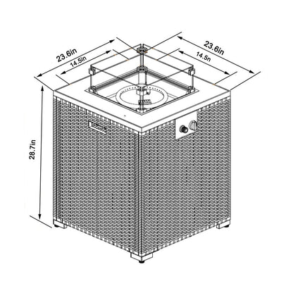 50000 BTU 24" Espresso Wicker Propane Rectangular Fire Pit HomeRoots