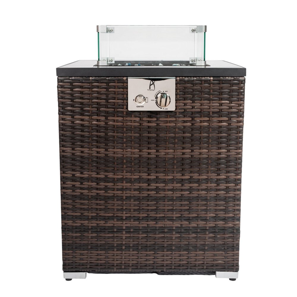 50000 BTU 24" Espresso Wicker Propane Rectangular Fire Pit HomeRoots