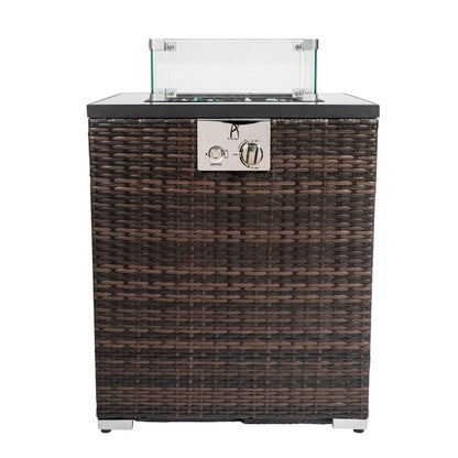 50000 BTU 24" Espresso Wicker Propane Rectangular Fire Pit HomeRoots