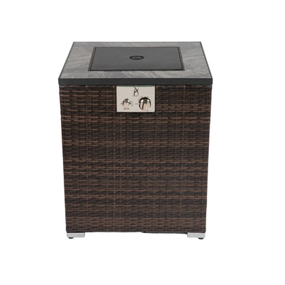 50000 BTU 24" Espresso Wicker Propane Rectangular Fire Pit HomeRoots