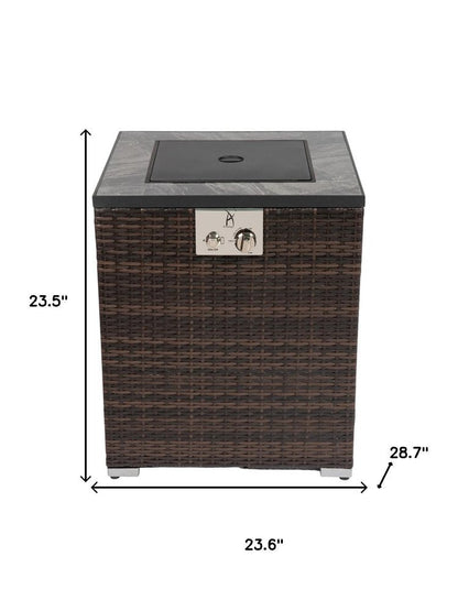 50000 BTU 24" Espresso Wicker Propane Rectangular Fire Pit HomeRoots