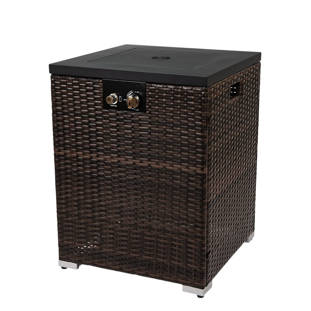 50000 BTU 22" Brown Wicker Propane Rectangular Fire Pit HomeRoots