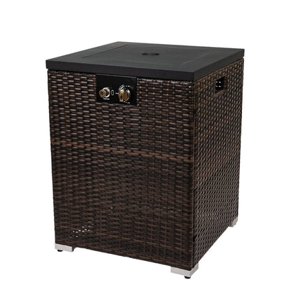 50000 BTU 22" Brown Wicker Propane Rectangular Fire Pit HomeRoots