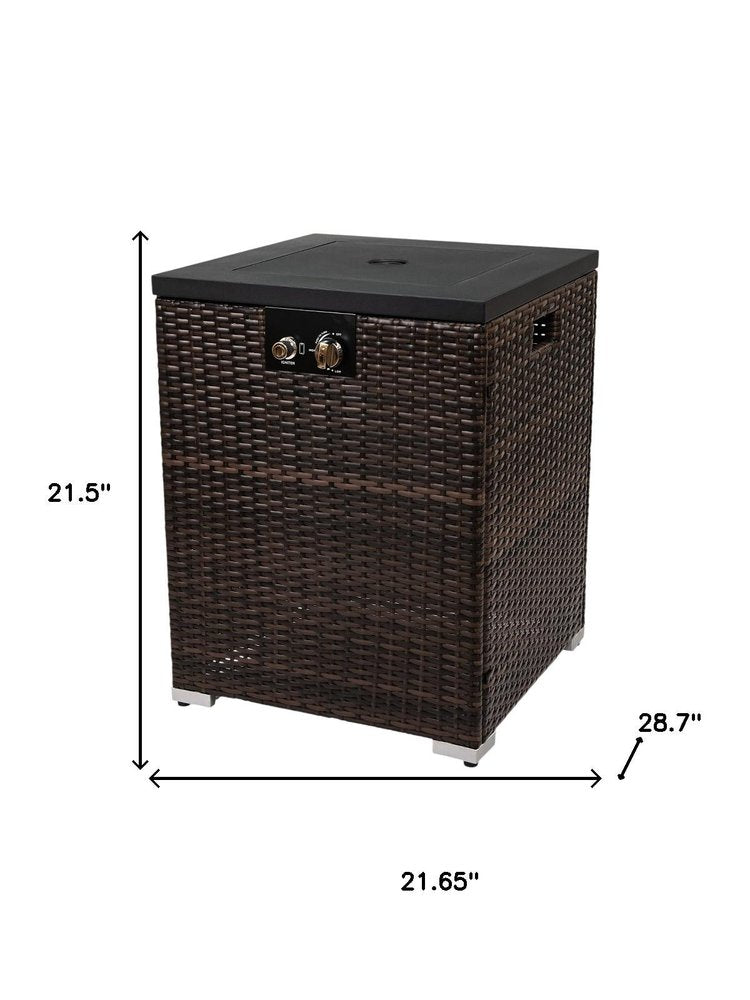 50000 BTU 22" Brown Wicker Propane Rectangular Fire Pit HomeRoots