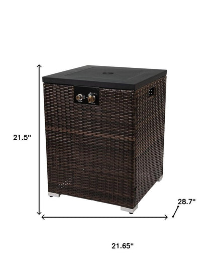 50000 BTU 22" Brown Wicker Propane Rectangular Fire Pit HomeRoots