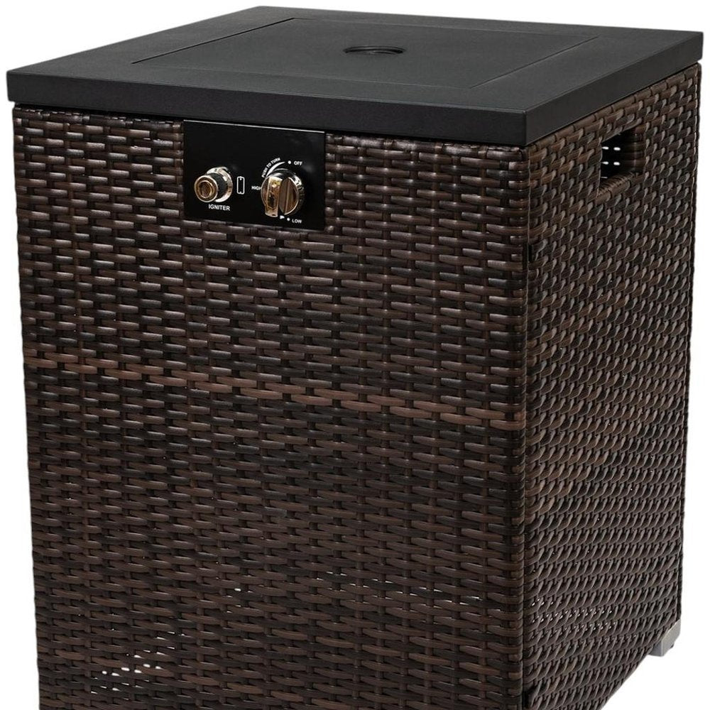 50000 BTU 22" Brown Wicker Propane Rectangular Fire Pit HomeRoots