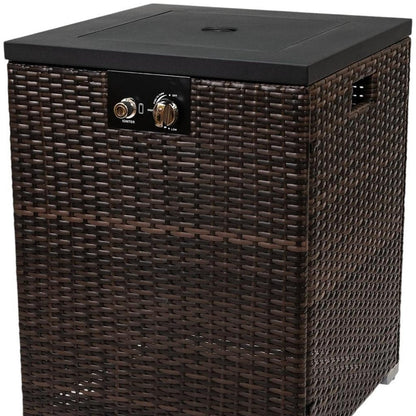 50000 BTU 22" Brown Wicker Propane Rectangular Fire Pit HomeRoots