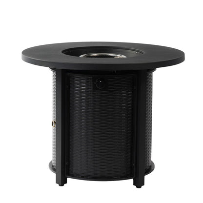 50000 BTU 32" Black Steel Propane Round Fire Pit HomeRoots