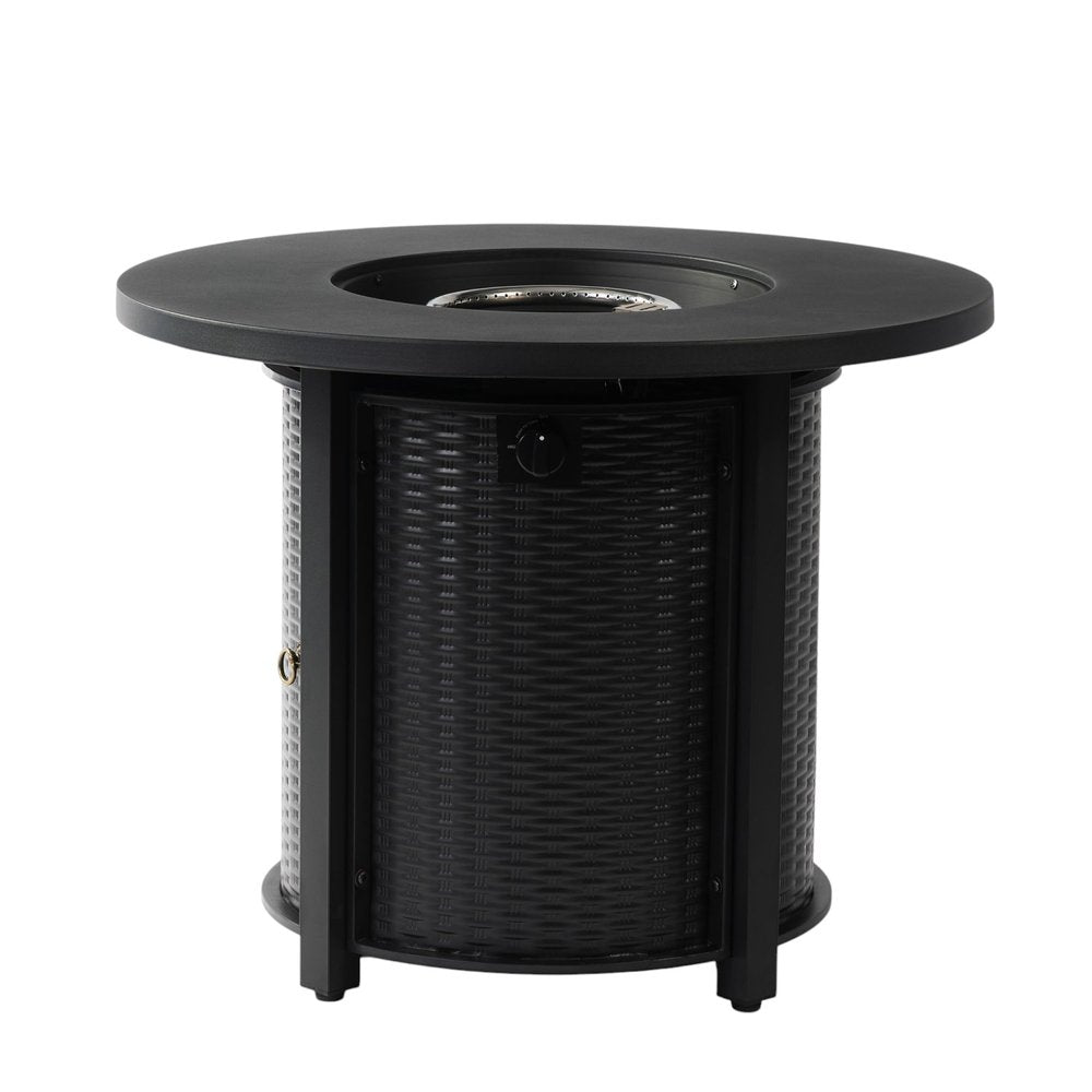 50000 BTU 32" Black Steel Propane Round Fire Pit HomeRoots