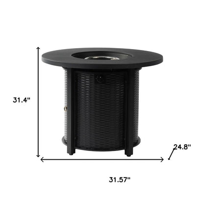 50000 BTU 32" Black Steel Propane Round Fire Pit HomeRoots