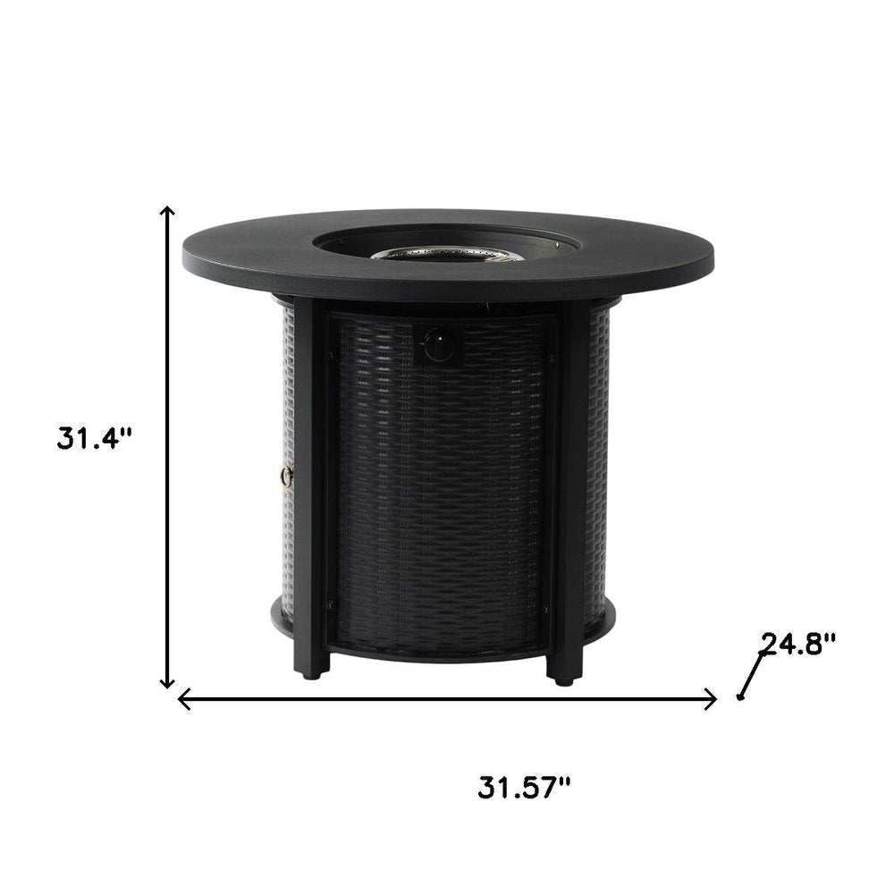 50000 BTU 32" Black Steel Propane Round Fire Pit HomeRoots