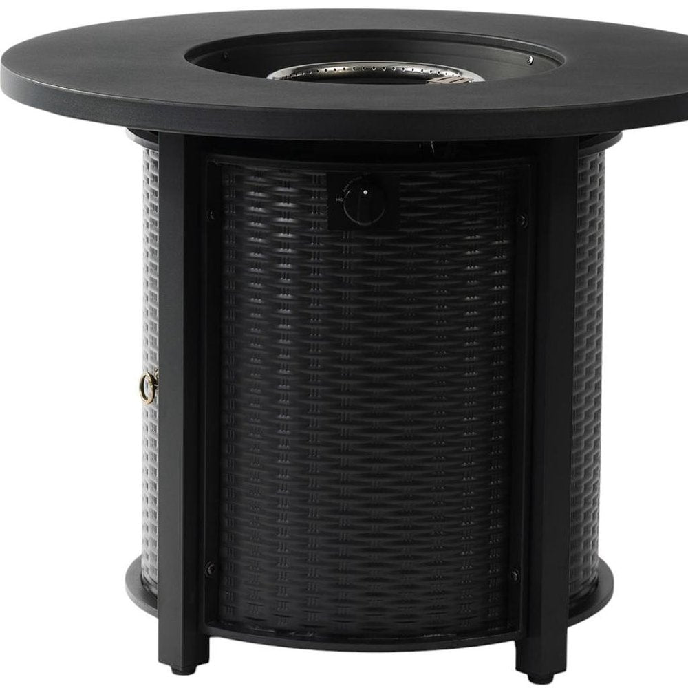 50000 BTU 32" Black Steel Propane Round Fire Pit HomeRoots