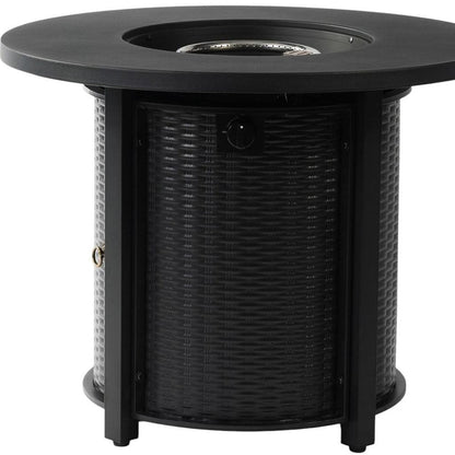 50000 BTU 32" Black Steel Propane Round Fire Pit HomeRoots