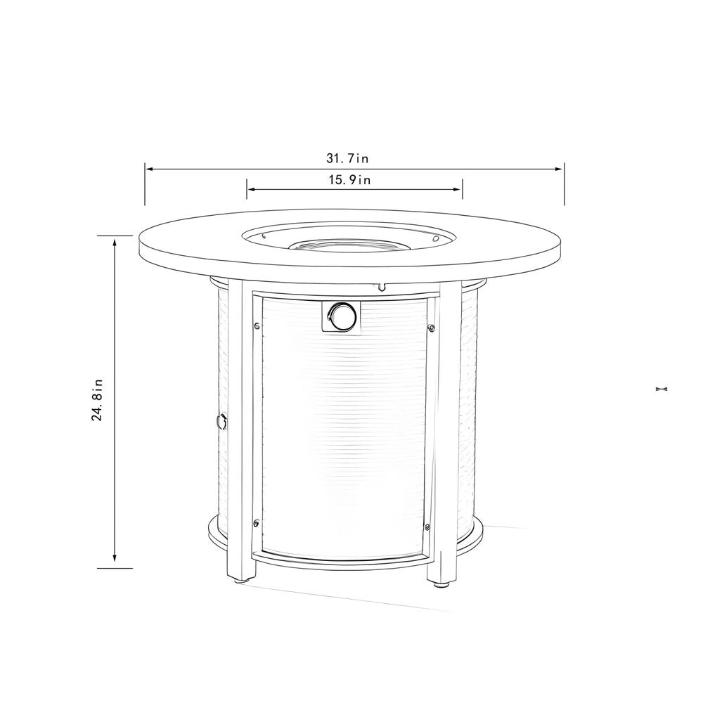 50000 BTU 32" Black Steel Propane Round Fire Pit HomeRoots