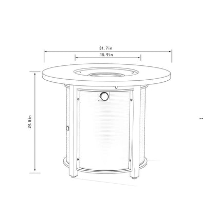 50000 BTU 32" Black Steel Propane Round Fire Pit HomeRoots