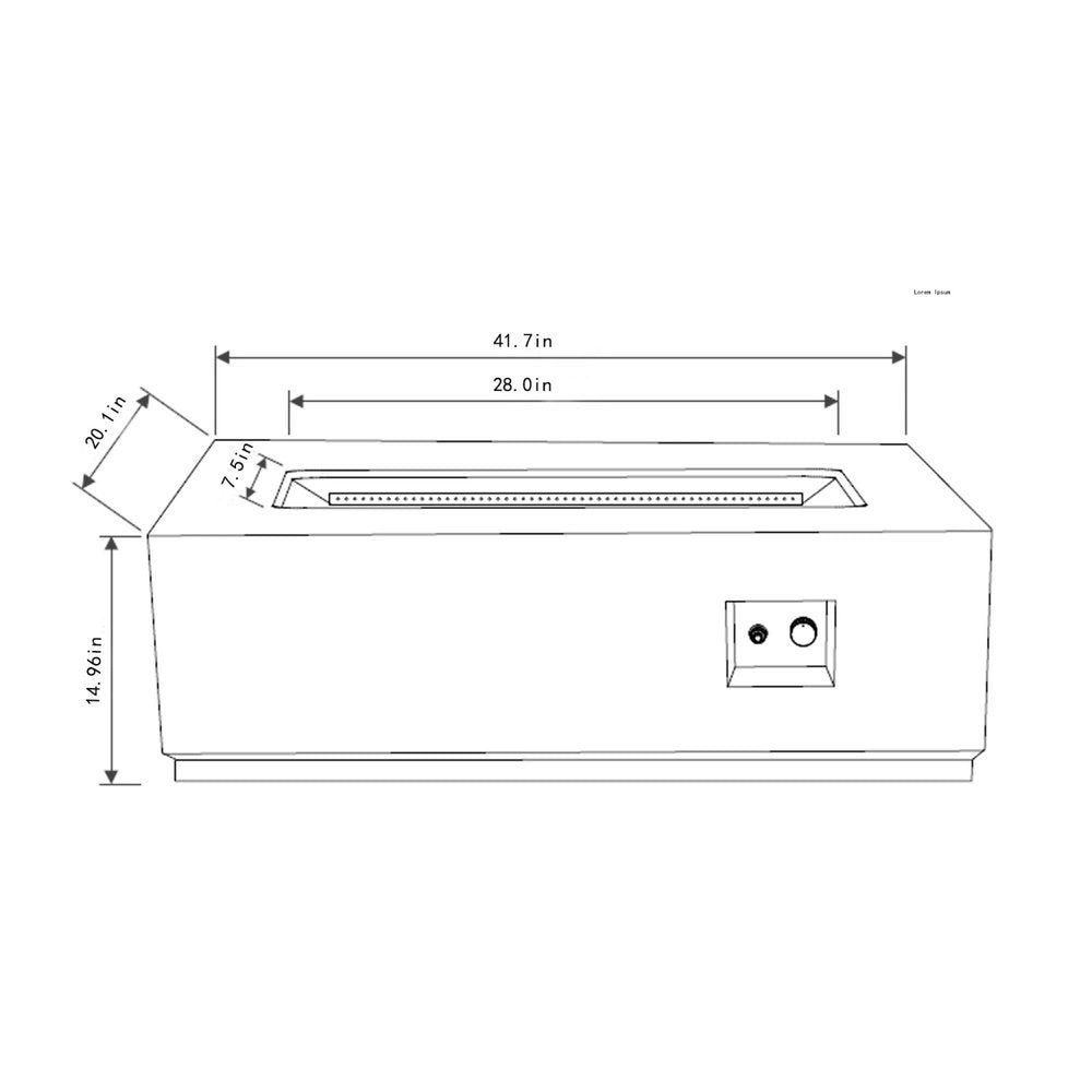 50000 BTU 42" Gray Steel Propane Rectangular Fire Pit With Cover HomeRoots