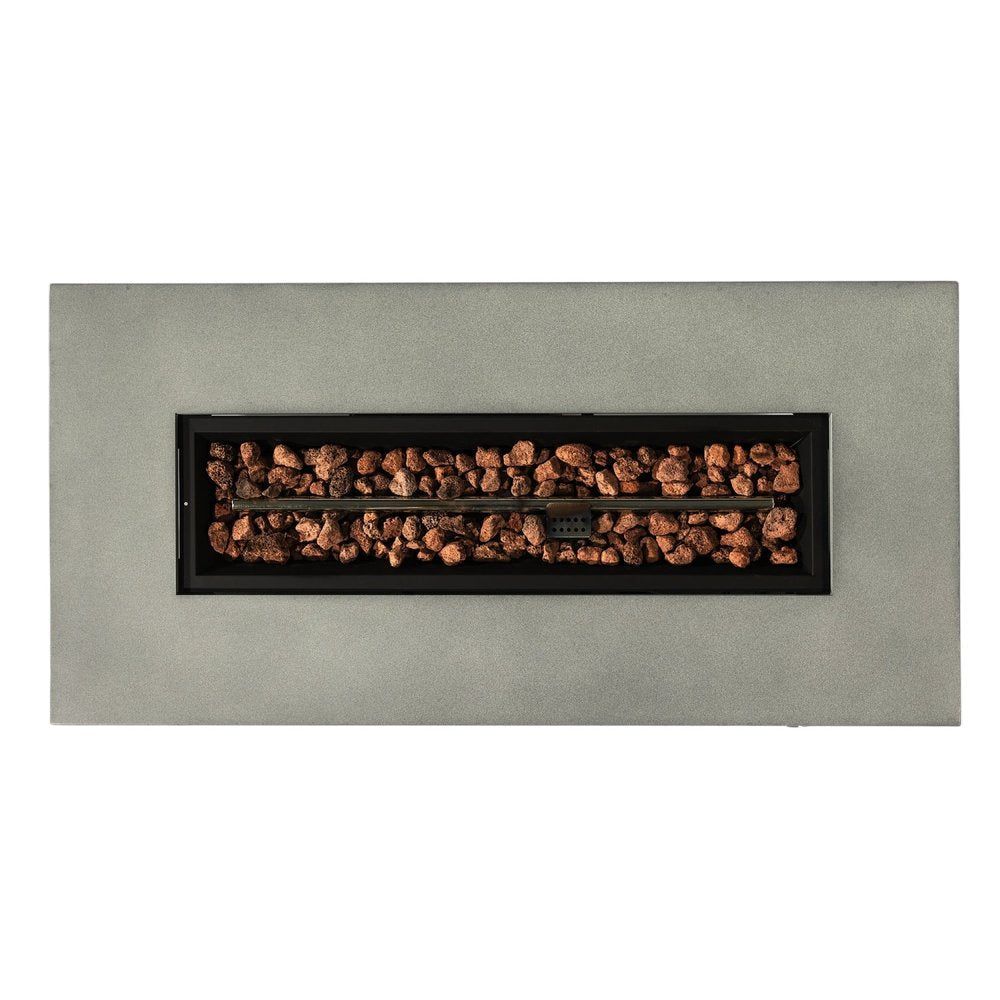 50000 BTU 42" Gray Steel Propane Rectangular Fire Pit With Cover HomeRoots