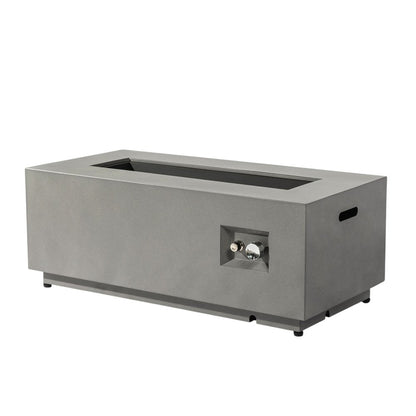 50000 BTU 42" Gray Steel Propane Rectangular Fire Pit With Cover