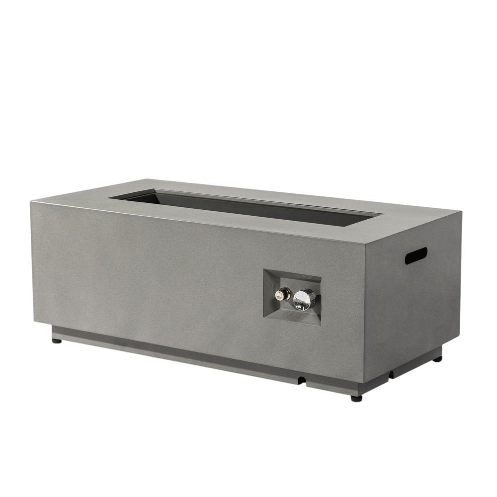 50000 BTU 42" Gray Steel Propane Rectangular Fire Pit With Cover HomeRoots