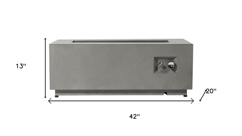 50000 BTU 42" Gray Steel Propane Rectangular Fire Pit With Cover HomeRoots