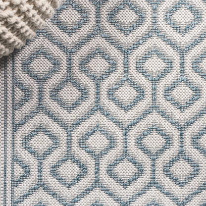 10' Teal Blue And Gray Moroccan Indoor Outdoor Runner Rug HomeRoots