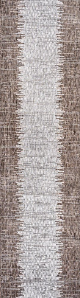 10' Brown And Beige Striped Indoor Outdoor Runner Rug HomeRoots