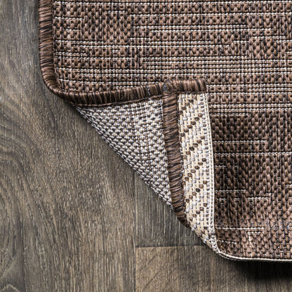 10' Brown And Beige Striped Indoor Outdoor Runner Rug HomeRoots