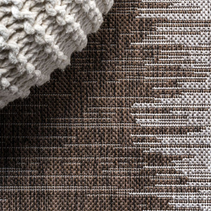8' Brown And Beige Striped Indoor Outdoor Runner Rug HomeRoots