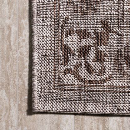 10' Brown And Beige Medallion Indoor Outdoor Runner Rug HomeRoots