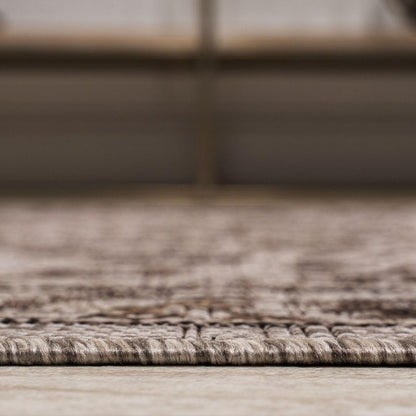 10' Brown And Beige Medallion Indoor Outdoor Runner Rug HomeRoots