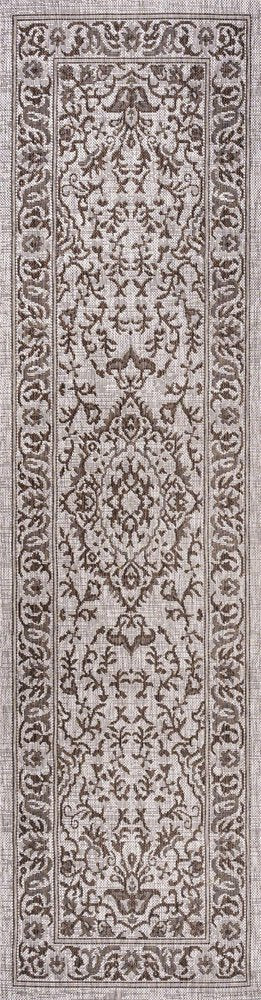 8' Brown And Beige Medallion Indoor Outdoor Runner Rug HomeRoots