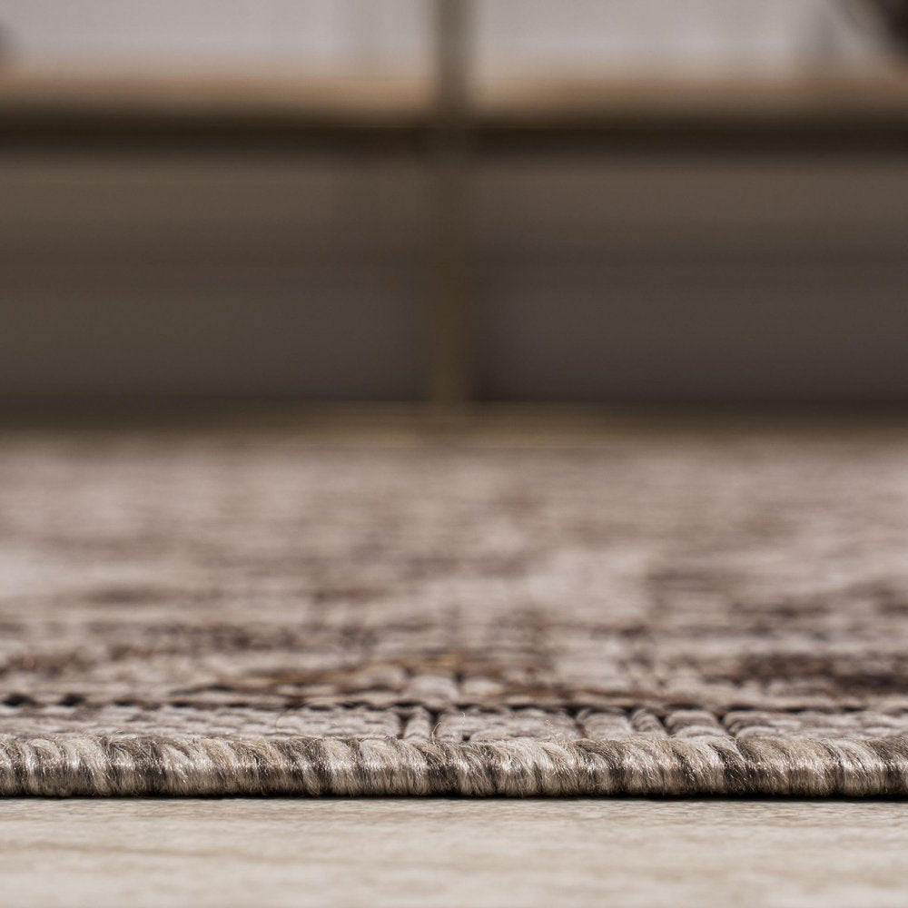 8' Brown And Beige Medallion Indoor Outdoor Runner Rug HomeRoots