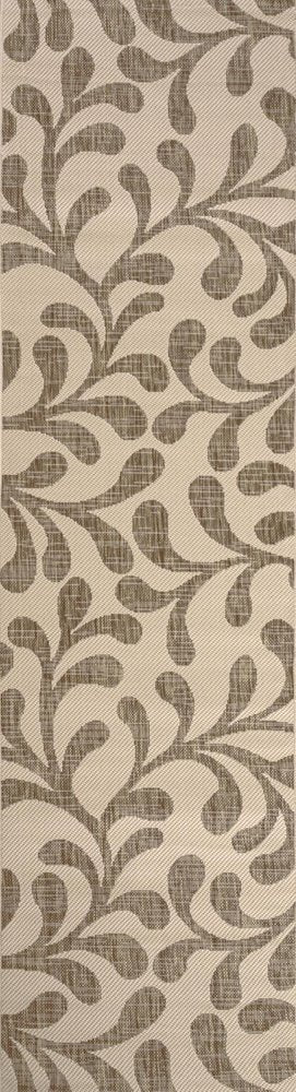 10' Brown And Beige Floral Indoor Outdoor Runner Rug HomeRoots