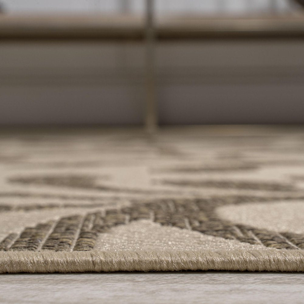 10' Brown And Beige Floral Indoor Outdoor Runner Rug HomeRoots