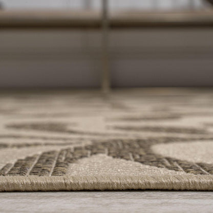 10' Brown And Beige Floral Indoor Outdoor Runner Rug HomeRoots