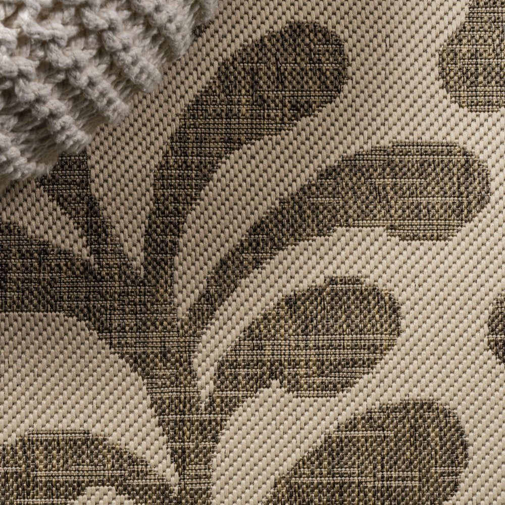 8' Brown And Beige Floral Indoor Outdoor Runner Rug HomeRoots