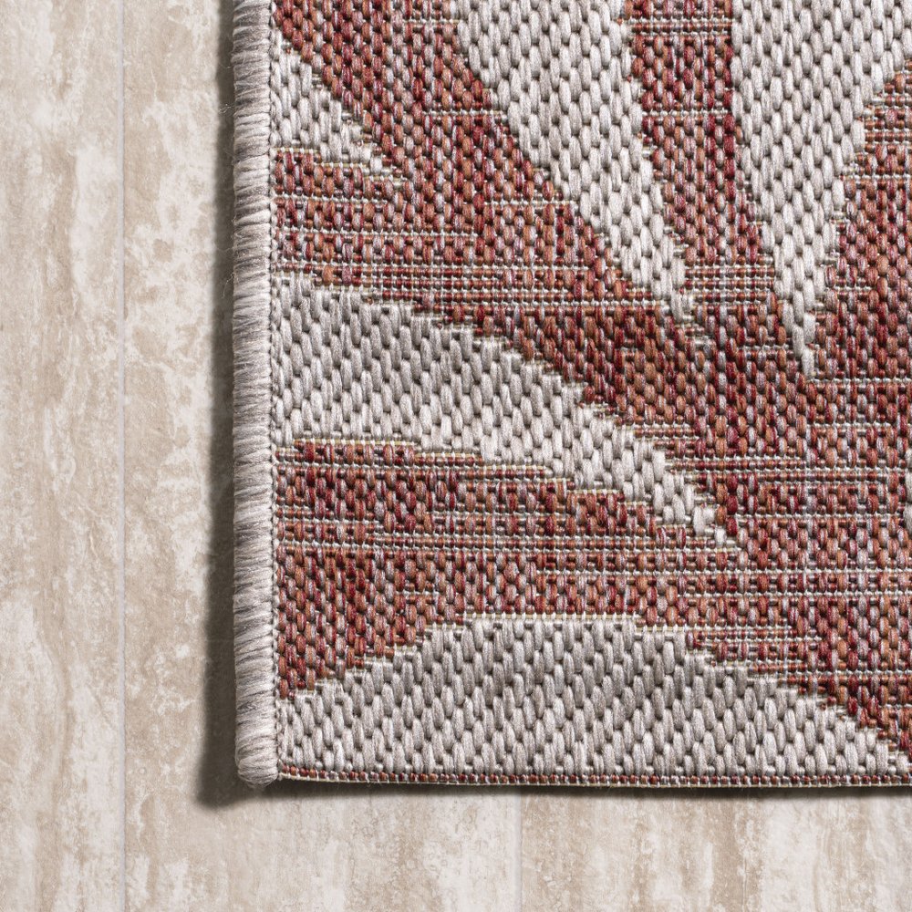 8' Red And Beige Floral Indoor Outdoor Runner Rug HomeRoots