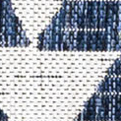 8' Ivory And Blue Geometric Indoor Outdoor Runner Rug HomeRoots