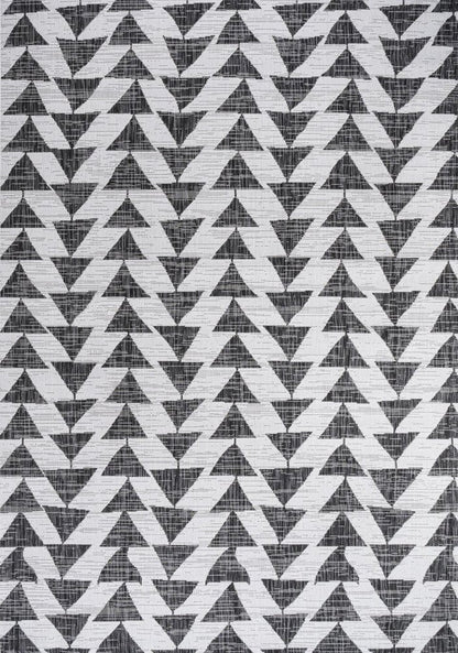 5' X 8' Ivory And Black Geometric Indoor Outdoor Area Rug HomeRoots