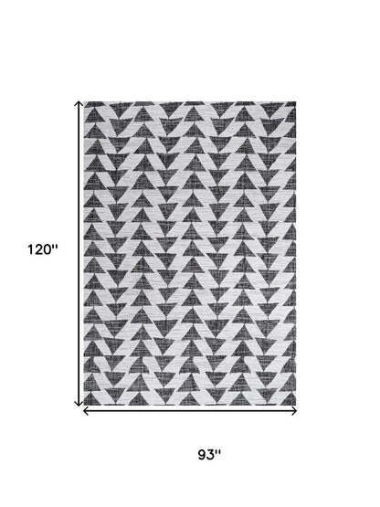 8' X 10' Ivory And Black Geometric Indoor Outdoor Area Rug HomeRoots
