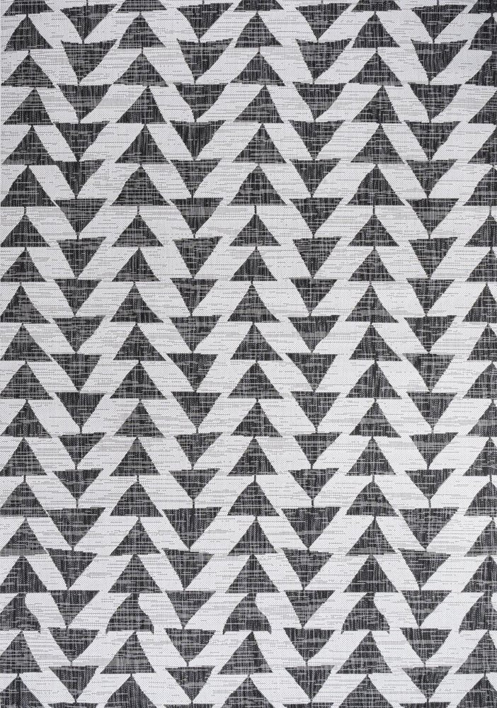 8' X 10' Ivory And Black Geometric Indoor Outdoor Area Rug HomeRoots