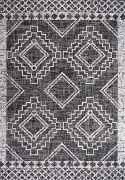 3' X 5' Black And Ivory Moroccan Indoor Outdoor Area Rug HomeRoots