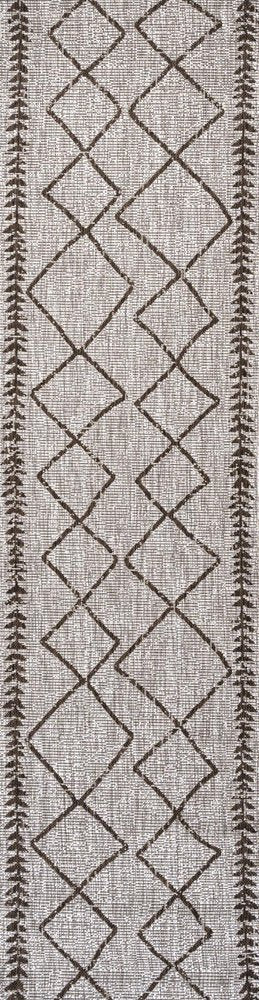 10' Beige And Brown Trellis Indoor Outdoor Runner Rug HomeRoots