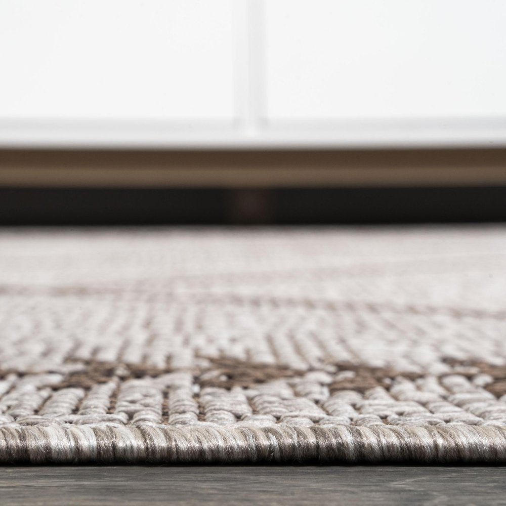 10' Beige And Brown Trellis Indoor Outdoor Runner Rug HomeRoots