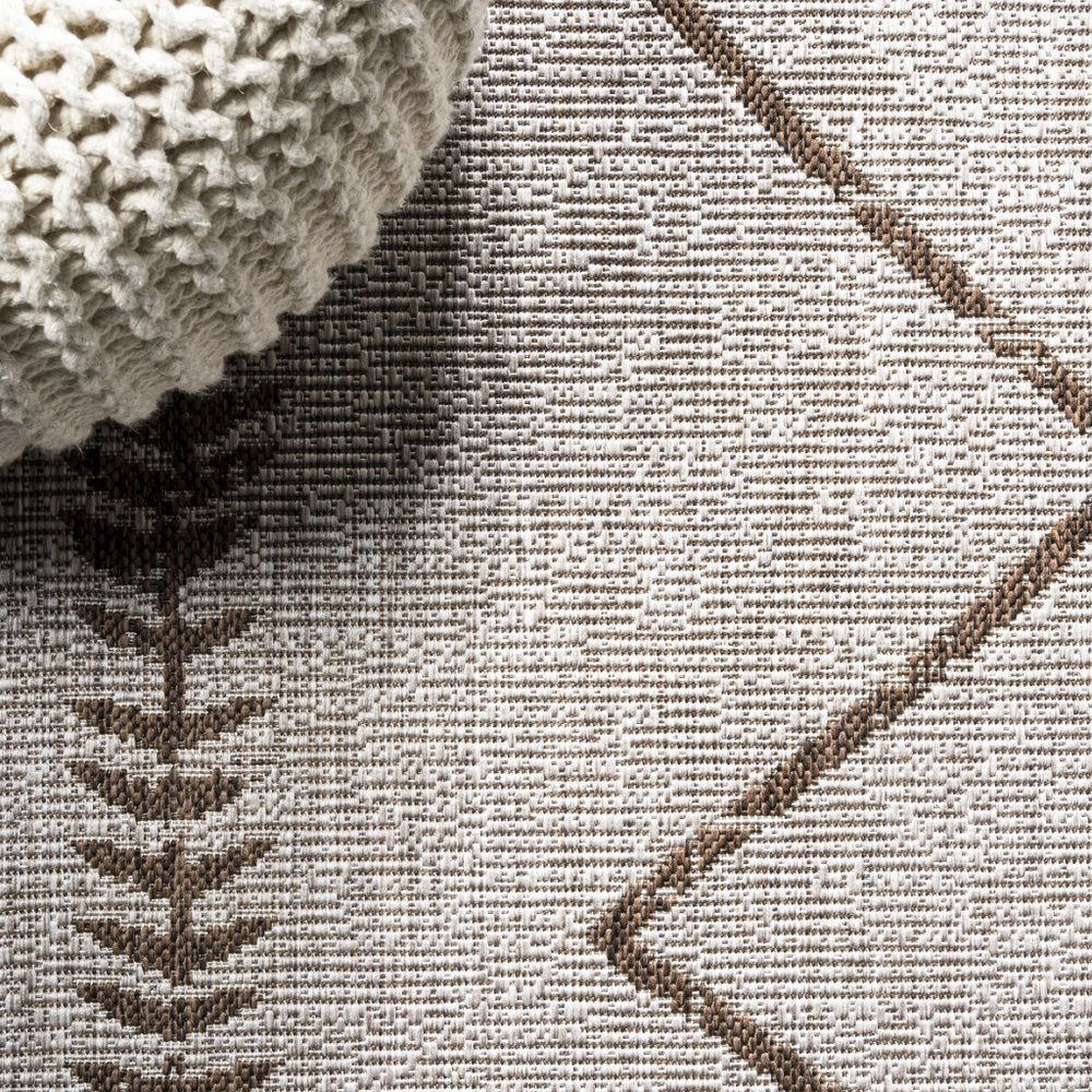 10' Beige And Brown Trellis Indoor Outdoor Runner Rug — view 5
