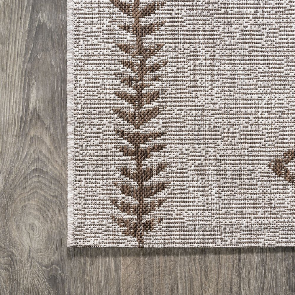 8' Beige And Brown Trellis Indoor Outdoor Runner Rug — view 3