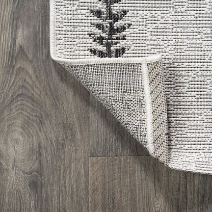 10' Ivory And Black Trellis Indoor Outdoor Runner Rug
