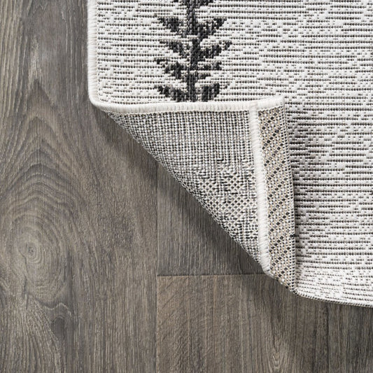10' Ivory And Black Trellis Indoor Outdoor Runner Rug