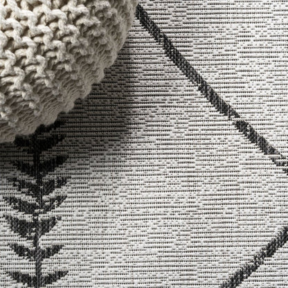 8' Ivory And Black Trellis Indoor Outdoor Runner Rug HomeRoots