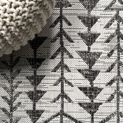 10' Ivory And Black Trellis Indoor Outdoor Runner Rug HomeRoots